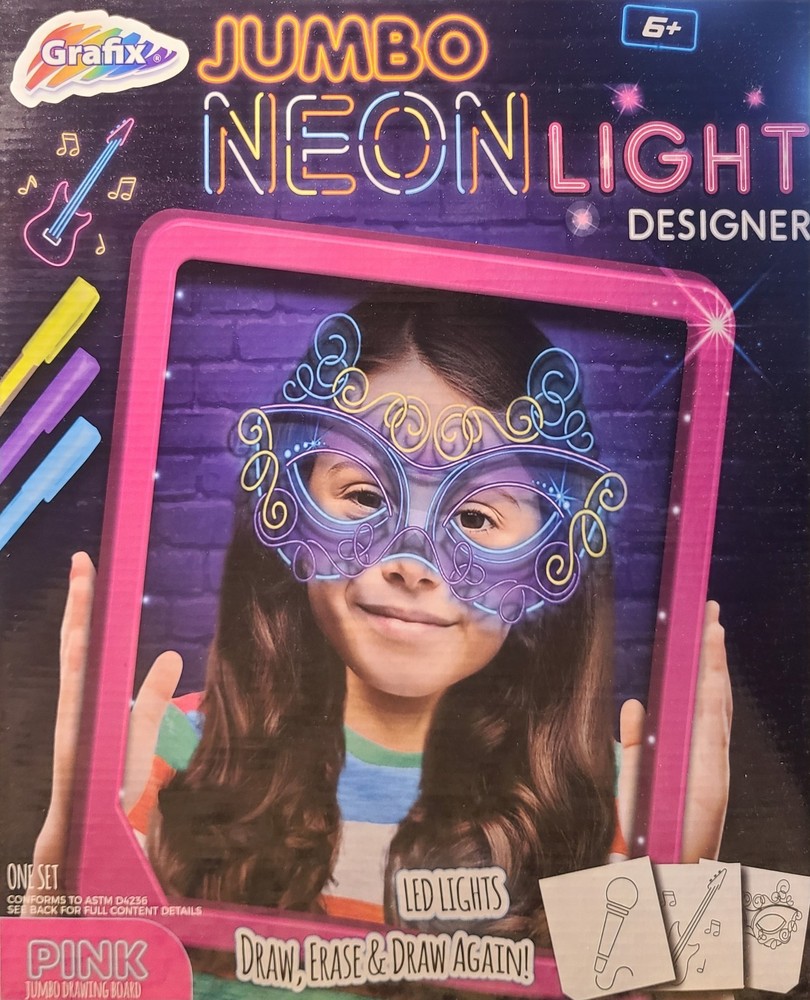 Grafix Jumbo Neon Light Designer, a pink drawing board for children.