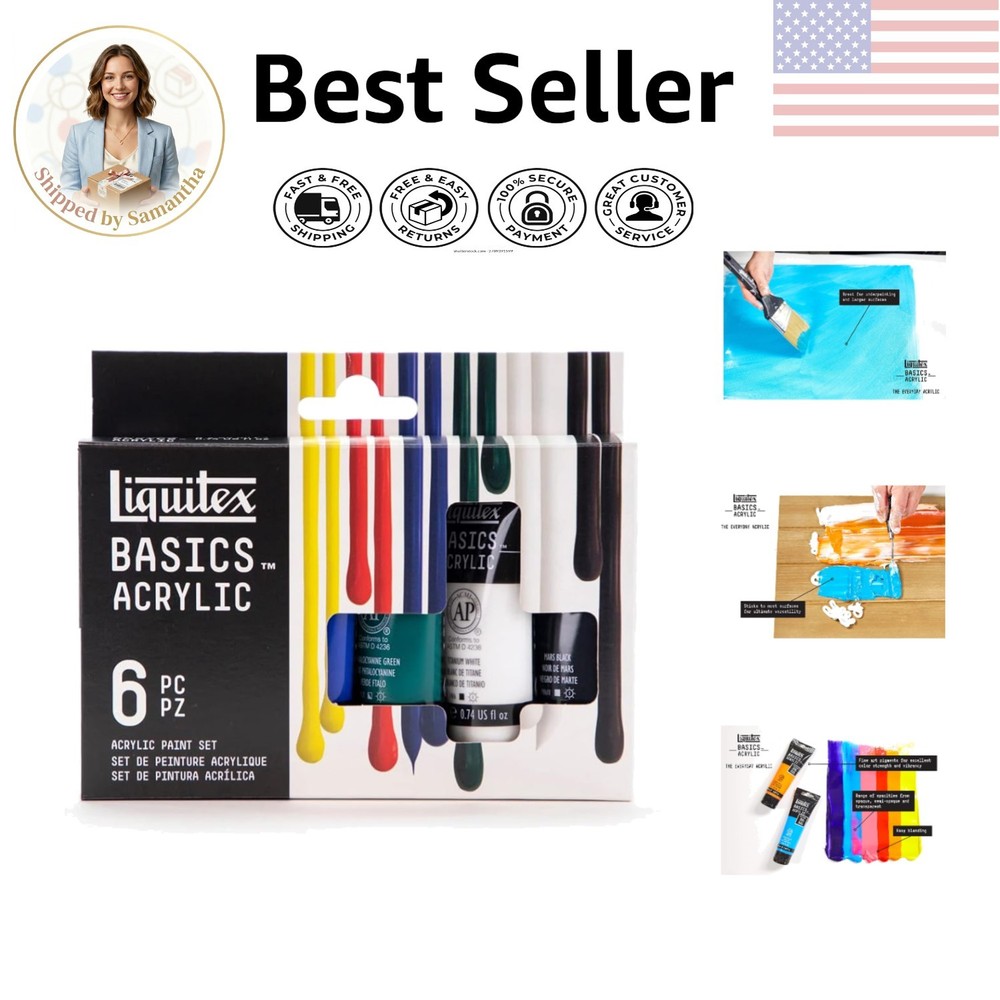 6-Pack Basics Acrylic Paint Set – High-Quality Primary Colors in 22ml Tubes