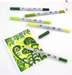 (2pc ) TOMBOW 56971 ABT PRO ALCOHOL-BASED INK DUAL TIP MARKERS GREEN TONES 5 PC