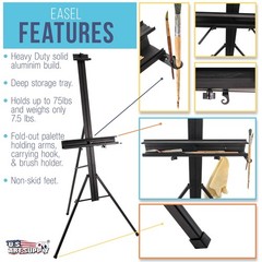 U.S. Art Supply 69 High Aluminum Single Mast Artists Studio Easel Stand for