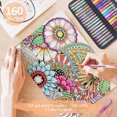 320 Pack Gel Pens for Adult Coloring Book, 1 Count (Pack of 160), 160 gel pen