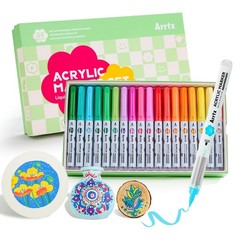 36 Colors Direct Liquid Ink Acrylic Paint Pens for Rock Painting, Brush Tip