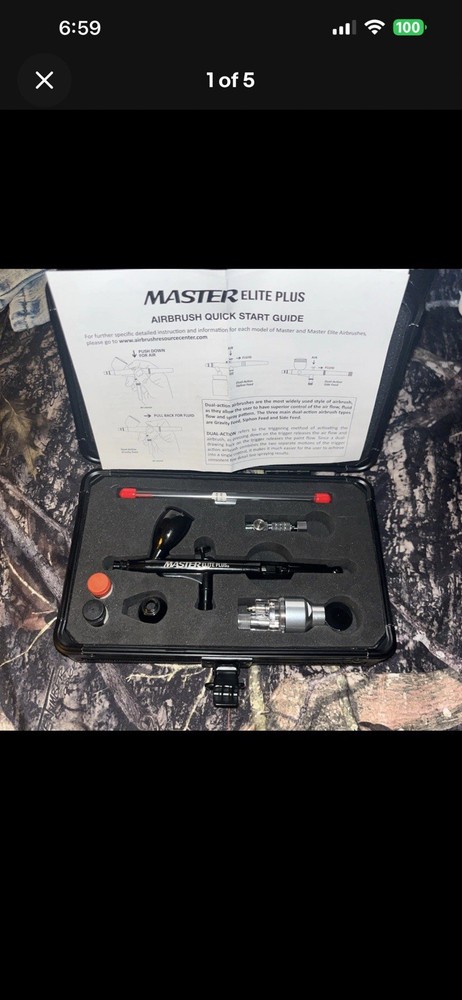 Master Elite Plus Ultimate Airbrush Set, Model 120, Dual-Action, 3 Tip Kit, Case