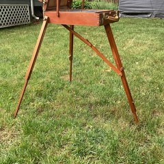 3 Leg Trident El Greco French Easel Sketch Box. Mahogany Artists Painting Tripod