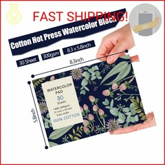 30 Sheets Watercolor Paper Pad, A5 (8.3 x 5.8) Hot Press Watercolor Paper, 140 l