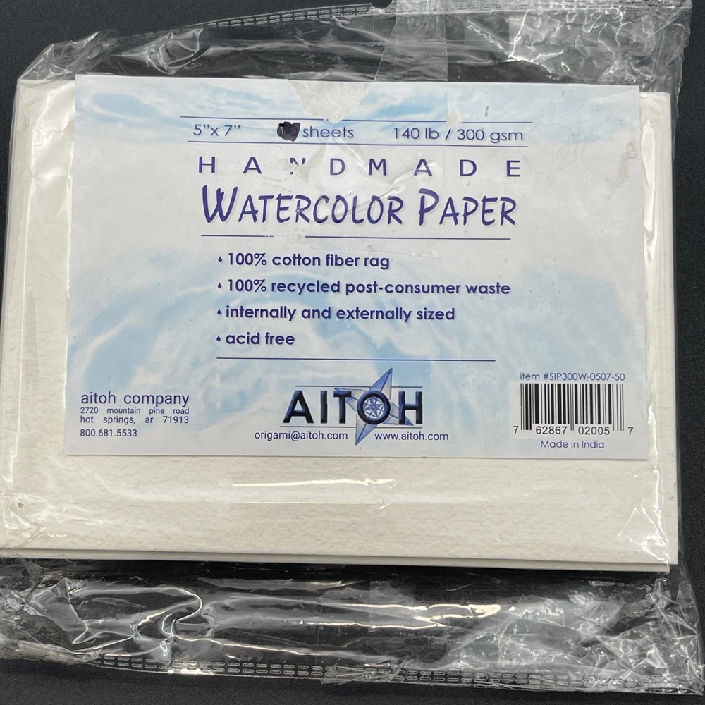 Aitoh Handmade Watercolor Paper 5×7 140lb 300gsm Cotton Acid Free 29 Sheets