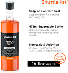 Shuttle Art Acrylic Paint, 15 Colors Acrylic Paint Large Bottle Set, 473Ml/16Oz