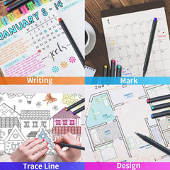 Fineliner Color Pen Set, 0.4Mm Colored Fine Liner Sketch Drawing Pen, Pack of 10