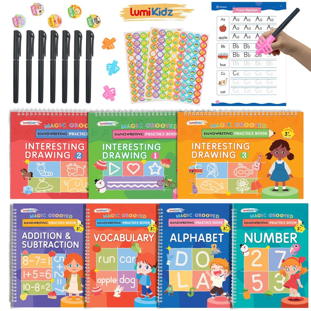 Magic Grooved Writing Practice for Ages 3-8, Grooved Handwriting Practice