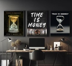 3Pcs Time Is Money Canvas Wall Art Inspirational Modern Money Art Painting Pi…