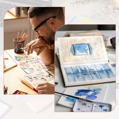 6.9×6.9″ Watercolor Sketchbook, 50 Sheets/100 Pages 230GSM/110lb, Green