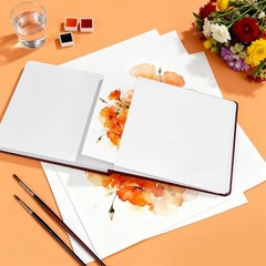 Square Watercolor Journal, 100% Cotton Acid-Free Cold Press Watercolor Sketch…