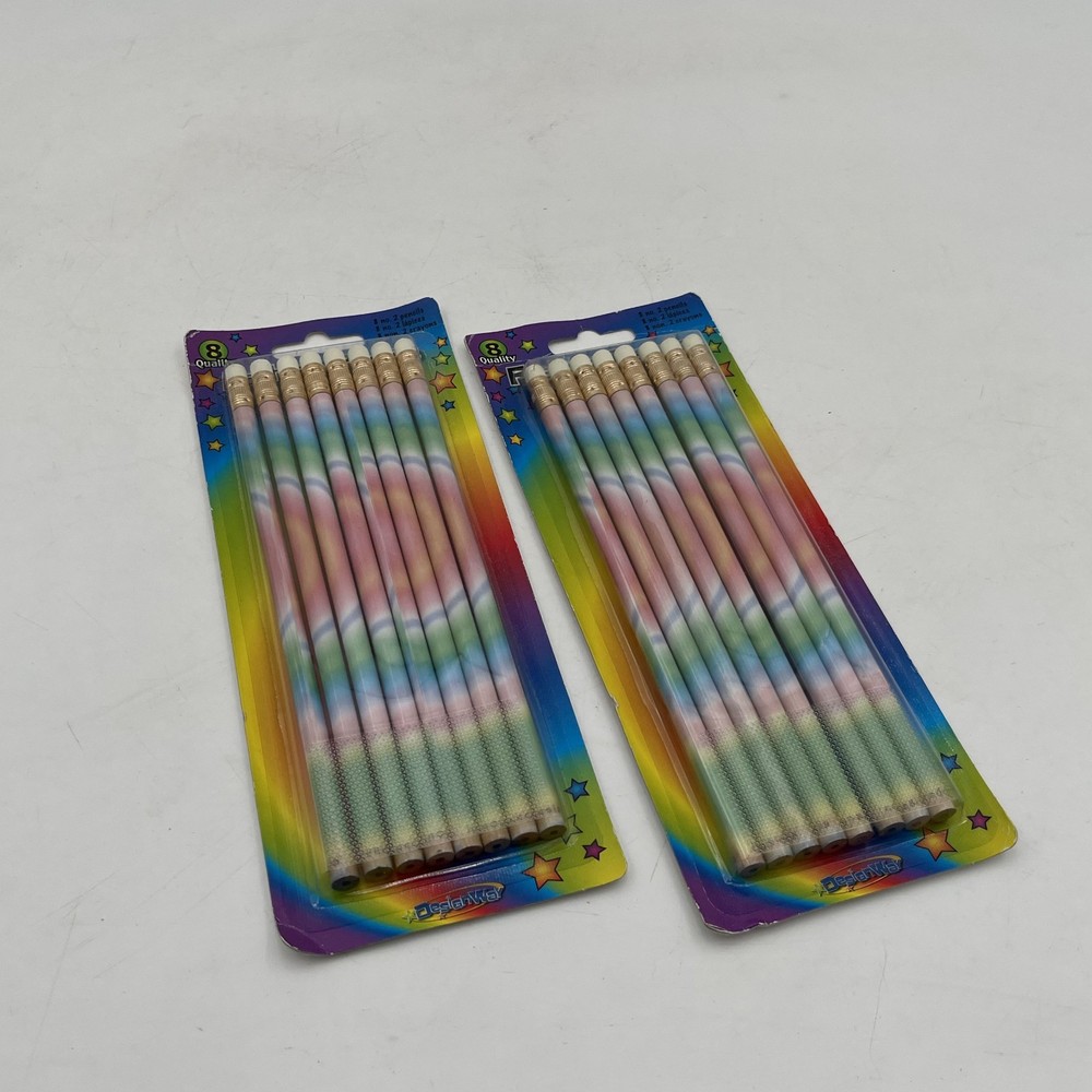 VTG DESIGNWay Pencils 2 Packs of 8 Rainbow Multicolor Fashion Pencil School