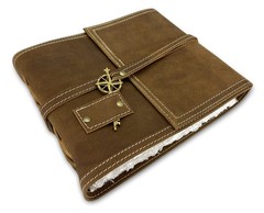 Leather Watercolor Journal 6 x8 350GSM Brown Handmade Deckle Edge Wanderings