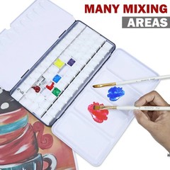 Large Empty Watercolor Palette Tin with Lid – Holds 48 Half Pans (63 Included),