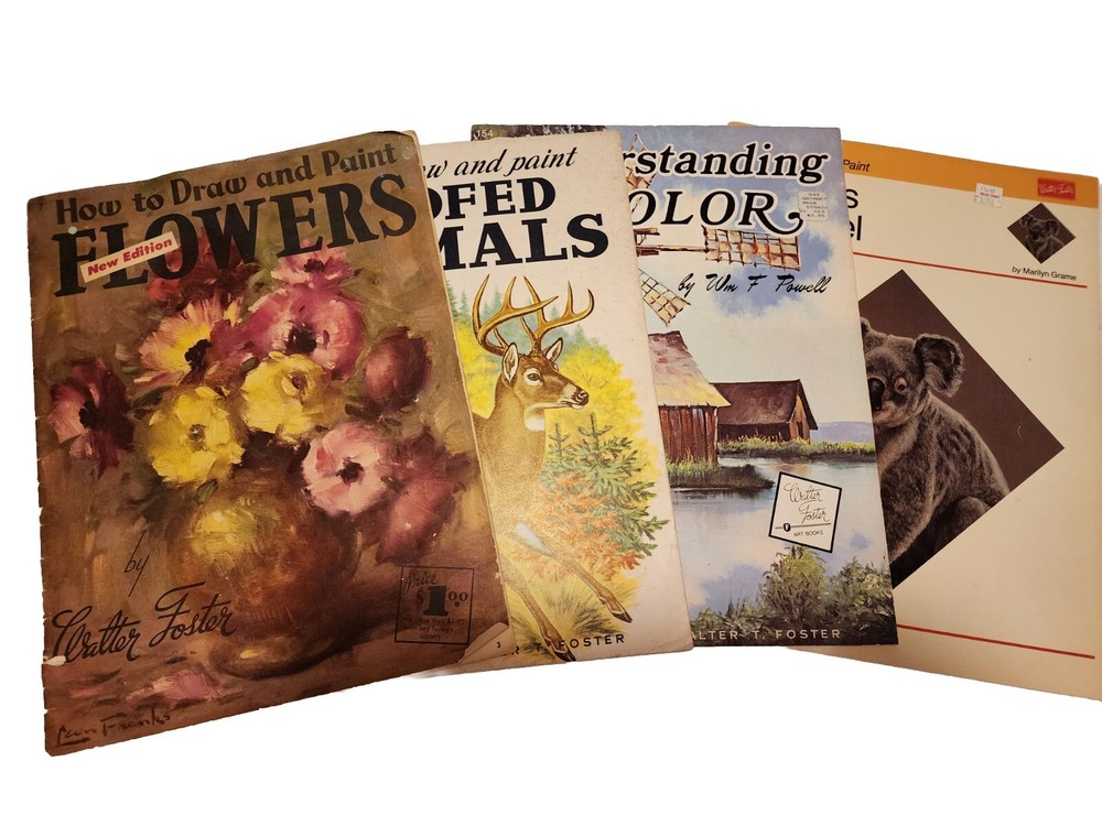 Vintage WALTER T. FOSTER Art Books Drawing and Painting Instruction Lot of 4