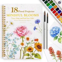 Watercolor Workbook for Beginners,18 Floral Water Coloring Book,Relaxing & Ea…
