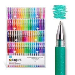 Kingart Glitter Rollerball Gel Pens 80 Sparkling Colors Soft-Grip Comfort Xl