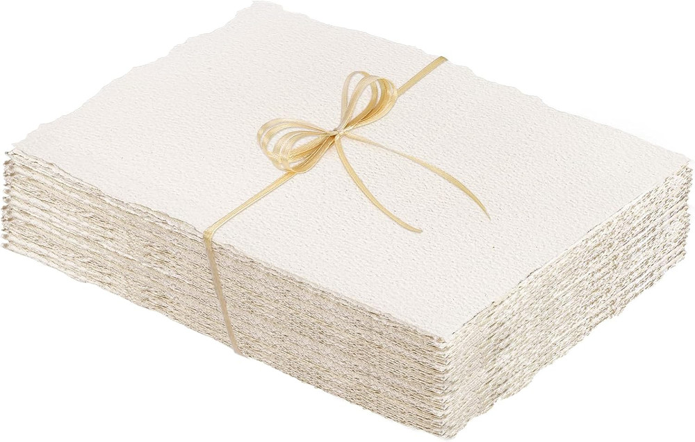 Prudiut 50 Sheets Cotton Watercolor Paper, 5 x 7 inches, 300 GSM, Deckled Edge,