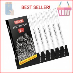 GETFOO White Gel Pens 0.6mm Fine Point Opaque White Archival Ink Pen for Art, Co