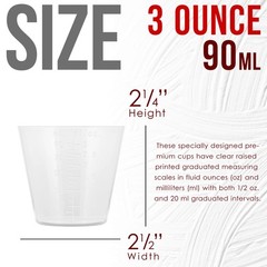 3oz (90ml) Graduated Plastic Measuring Cups, 50 Cups & 25 Mixing Sticks, Paint