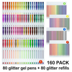 Shuttle Art 160 Pack Glitter Gel Pens, 80 Colors Glitter Gel Pens Set