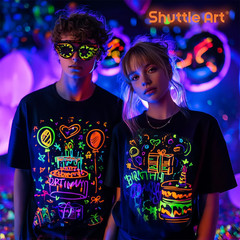 Glow in the Dark Paint, 26 Colors 3D Fabric Paint with 1 Mini UV Light 3 Brushes