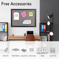 Gideal Large Bulletin Board 36 x 48 Inch, 100% Wood Framed Canvas Cork Board …