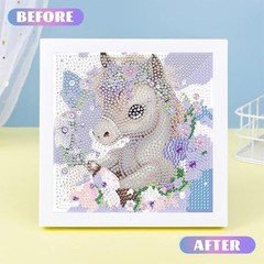 Horse Diamond Art Painting Kits for Kids with Frame,Animal Diamond Art CC298