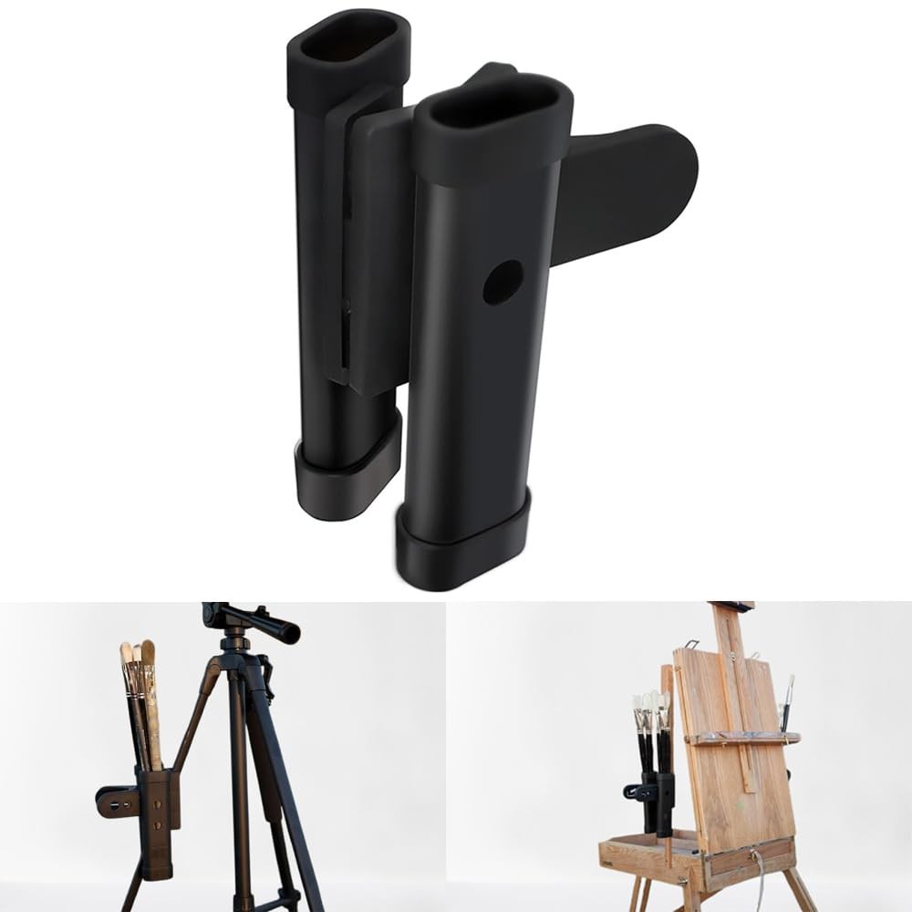 Aluminum Alloy Easel Paint Brush Holder Clip Clamp With 2 Cups Art Supplies