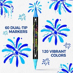 120 Colors Dual-Tip Acrylic Paint Markers Set – Brush & Fine Tip for DIY Crafts,