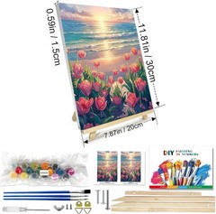 JOOZ Paint by Numbers Kit for Adults with Frame, 8 x 12 inches, Seaside Tulip