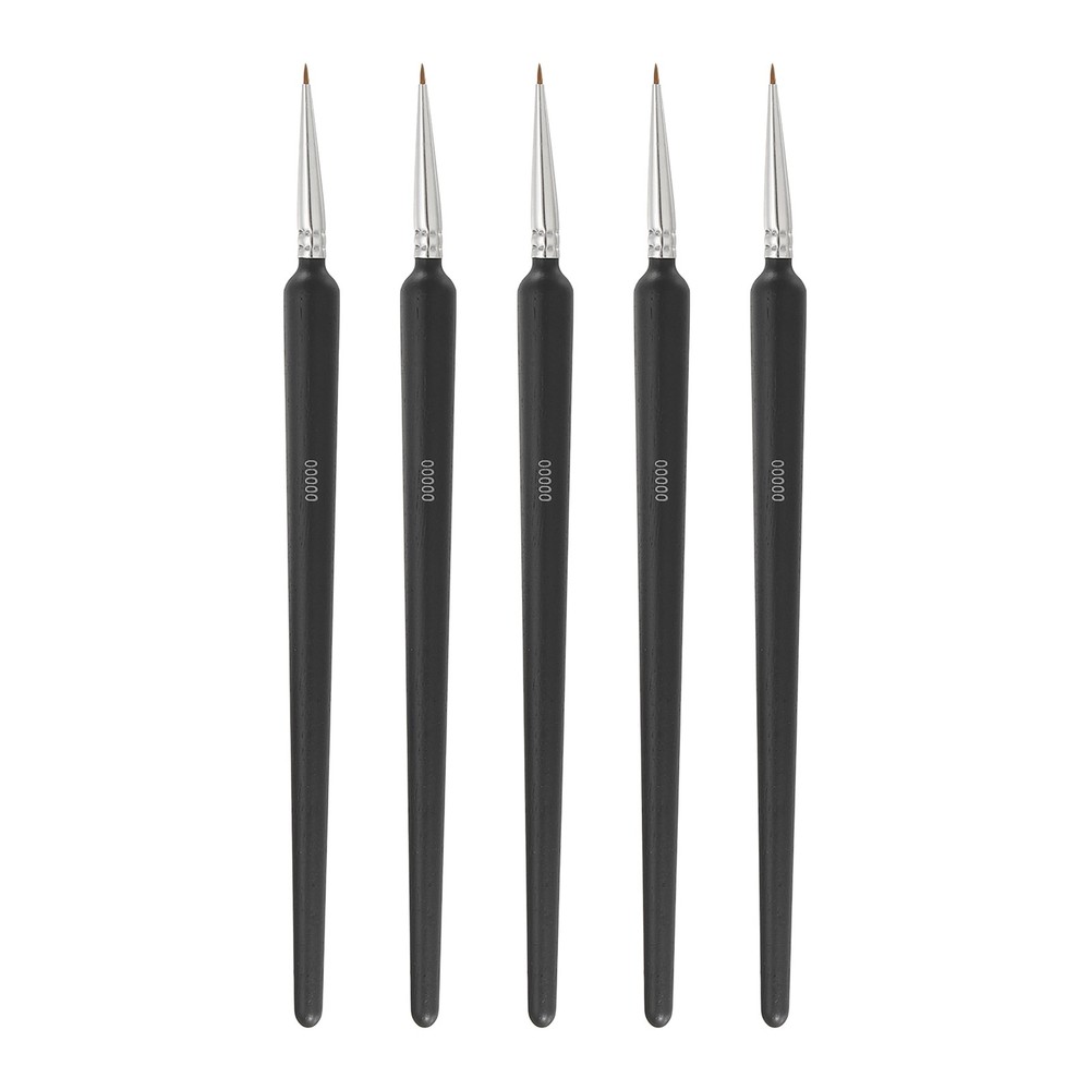 5 Pcs Detail Paint Brushes 5.5mm Pointed Tip (00000) Black