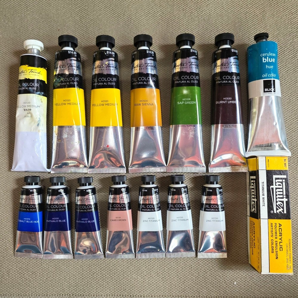 Masters Touch Artist Oil Colors Paint Lot Of 15 Tubes Various Colors 50ml-200ml