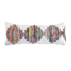 14″ X 36″ White Red Blue Orange And Green 100% Cotton Geometric Zippered Pillow