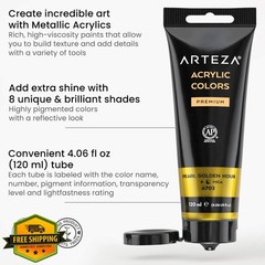 ARTEZA Metallic Acrylic Paint Jewel Tones 8x120ml