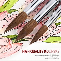 Kolinsky Watercolor Brush Set Pure Kolinsky Sable Hair Pointed Round Art Paint