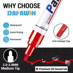 Red Paint Pen Permanent Paint Markers 8 Oil Based Paint Pens Medium Tip Quick Dr