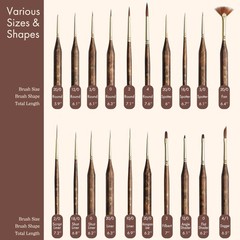 Artify Extreme Detail Paint Brushes Professional, 20pcs 20Pcs, Golden Amber