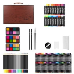 140 Piece Art Set Drawing Painting Colored Pencils Crayons Professional Art Kit