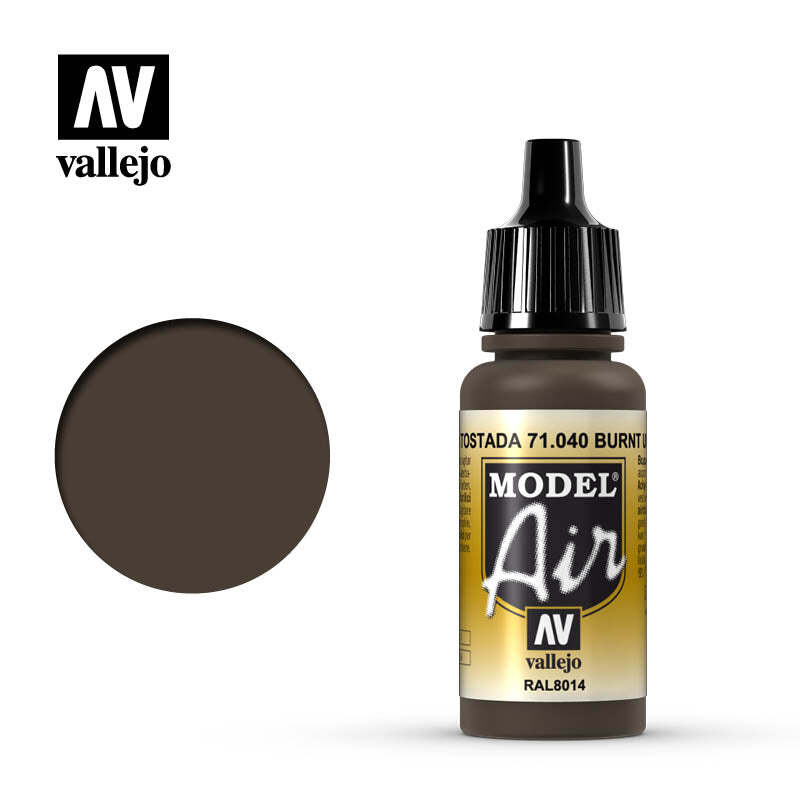 Vallejo 71040 Model Air Burnt Umber Acrylic Paint 17ml – US