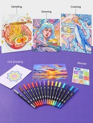 Double Brush Marker Pens, 72 Colors Art Markers Set with Fine Tip and Brush T…