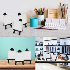 6pk 5″ Mini Black Wood Display Easel, A-Frame Artist Tripod Table Holder Stand