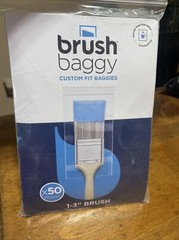 Brushbaggy Clear Polypropylene Paint Brush Baggy 1-3 “ Brush 50 Ct