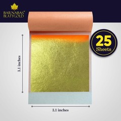 Gold Leaf 23.75K Real 25 Sheets 3.1 inch Transfer Patent BARNABAS BLATTGOLD Arts