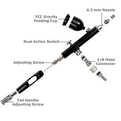 Dual Action Gravity Feed 0.3mm Gun Spray Airbrush Nail Art Paint Tattoo Tool Set