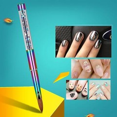 100% Kolinsky Acrylic Nail Brush With Cap Rainbow Crystal Handle 6-14 (CRIMPED)