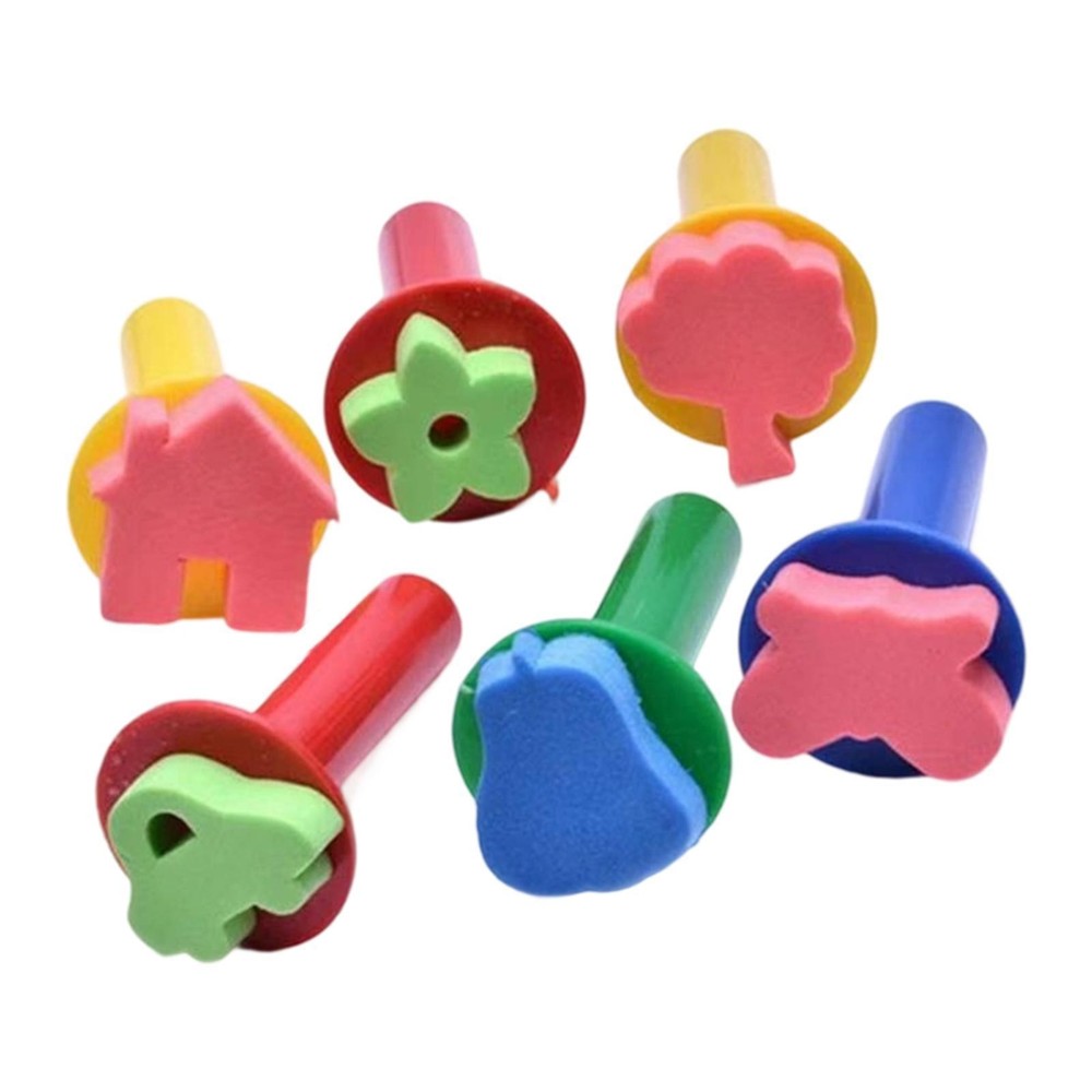 6 Pieces Kids Paint Sponge Stamps Set Drawing Tools for Kids Children Boys