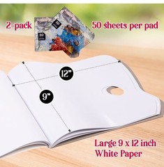 Disposable Palette Paper Pad for Oil,Acrylics,Watercolors,Gouache 50 Sheets,9…