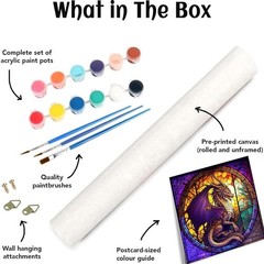 4 Packs Paint by Number for Adults, Animal 16x16in Frameless, 4 PCS Dragon